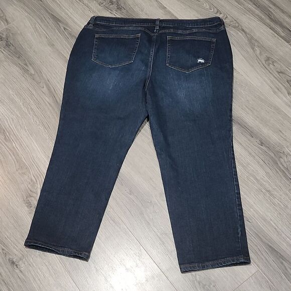 Denim & Co Style Dark Rugged Straight Leg Jeans - Picture 5 of 5